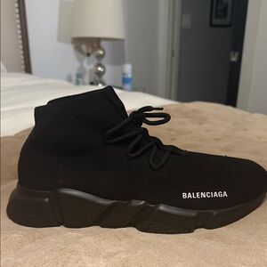 Balenciaga Black Knit Sneakers Size 12
